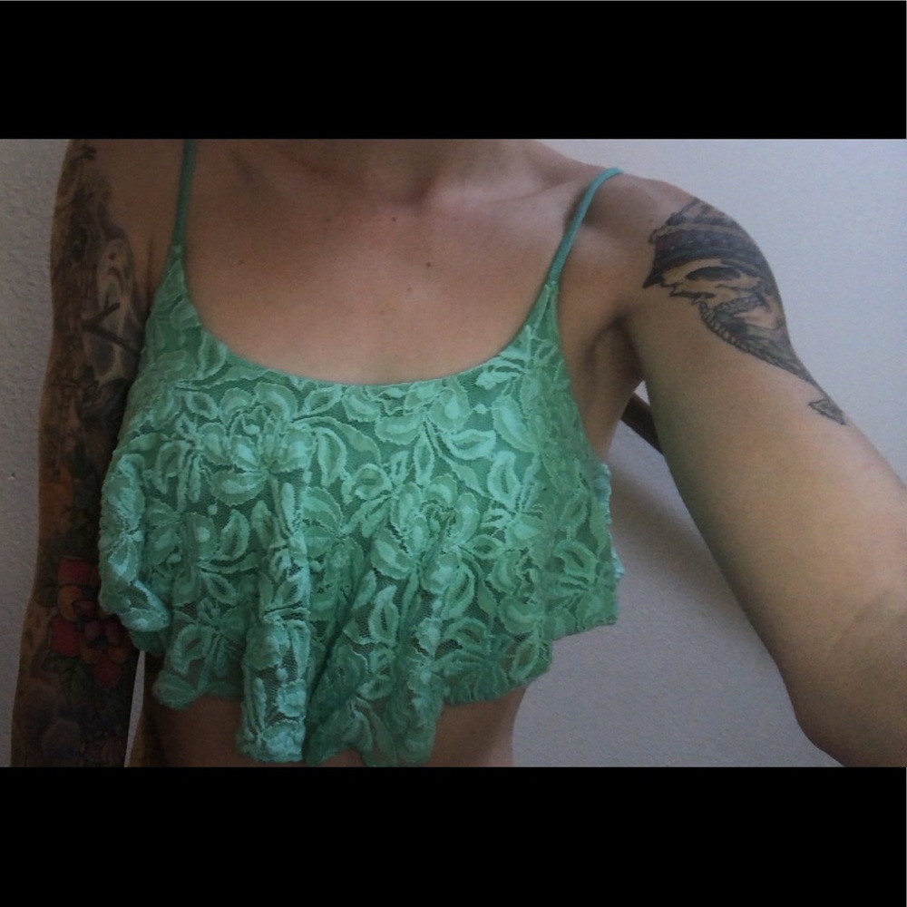 Teal crop top.